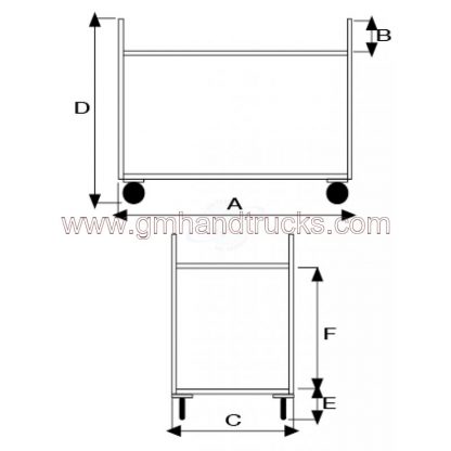 Carrello di servizio a 2 ripiani in acciaio inox, ruote in nylon