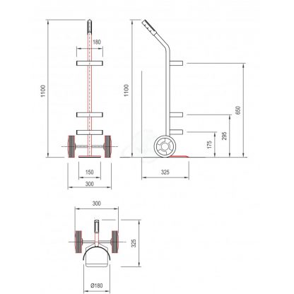 Carrelli portabombole ambienti sanitari 5/7 litri in acciaio inox misure