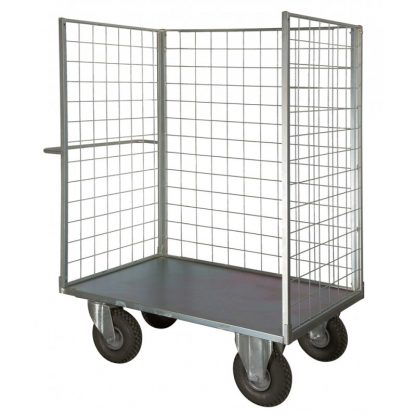 Carrello pianale zincato 775 x 1150 3 sponde ruote antiforatura 2 freno