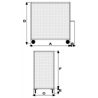 Carrello pianale zincato 775 x 1150 3 sponde ruote antiforatura 2 freno misure